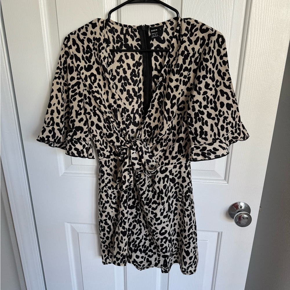 Cheetah cut out romper